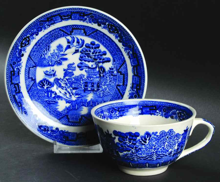 Willow Blue (Smooth) Flat Cup & Saucer Set by Allerton's-1
