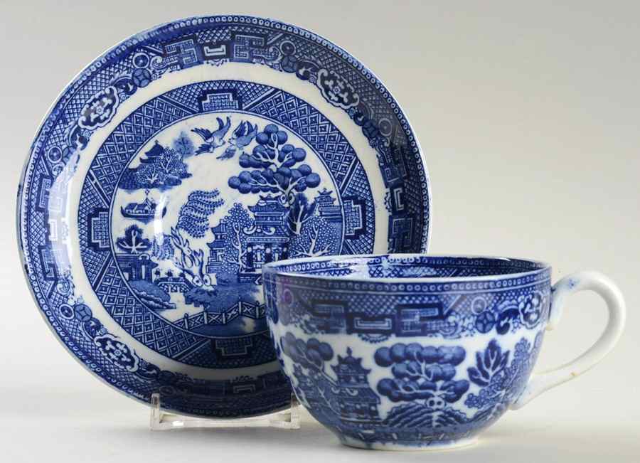Willow Blue (Smooth) Flat Cup & Saucer Set by Allerton's-1