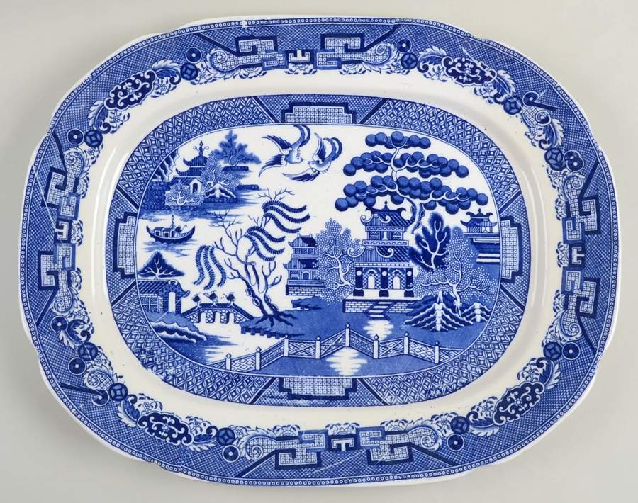 Willow Blue (Smooth) 17" Oval Serving Platter by Allerton's-1
