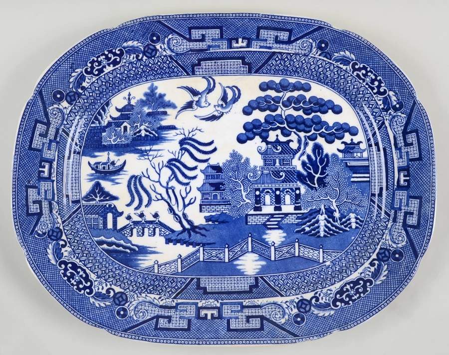 Willow Blue (Smooth) 15" Oval Serving Platter by Allerton's-1