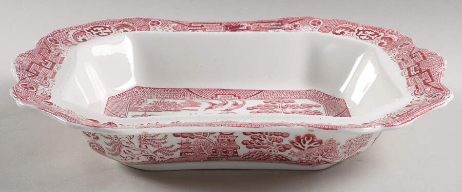 Willow Pink (White Background) Rectangular Vegetable Bowl No Lid by Allerton's-1