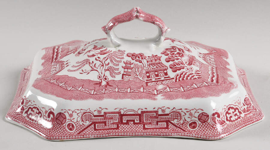 Willow Pink (White Background) Lid for Rectangular Vegetable by Allerton's-1
