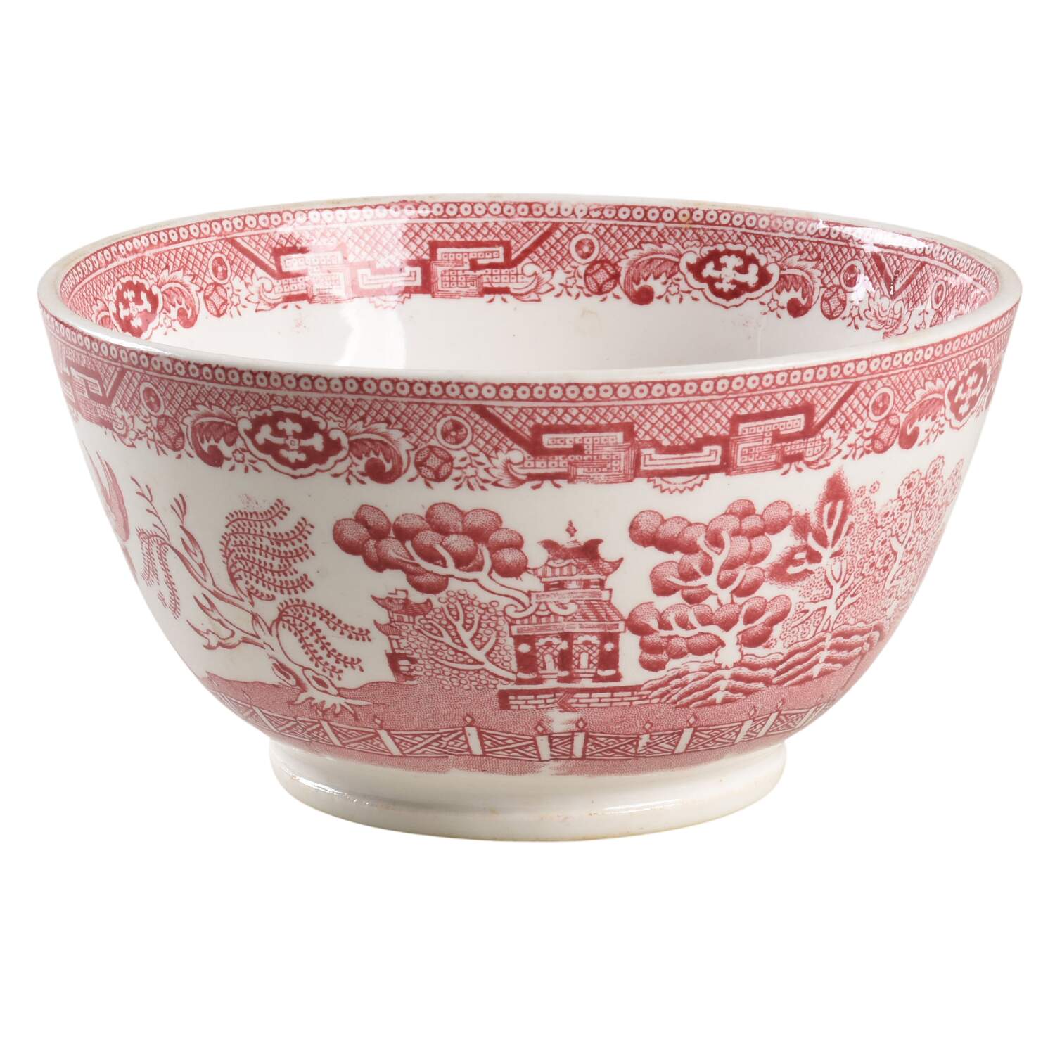 Willow Pink (White Background) Cranberry Bowl by Allerton's-1