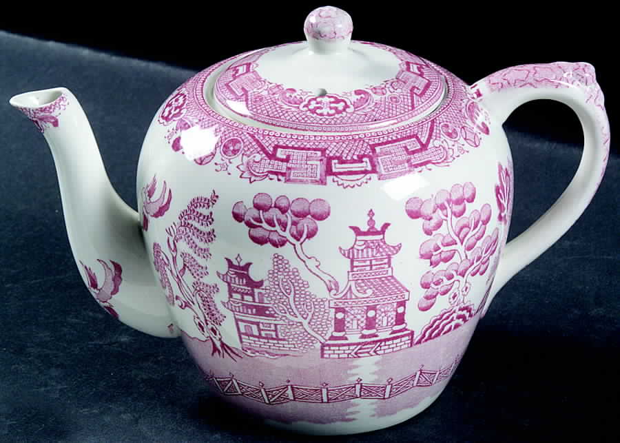 Willow Pink (White Background) Teapot & Lid by Allerton's-1