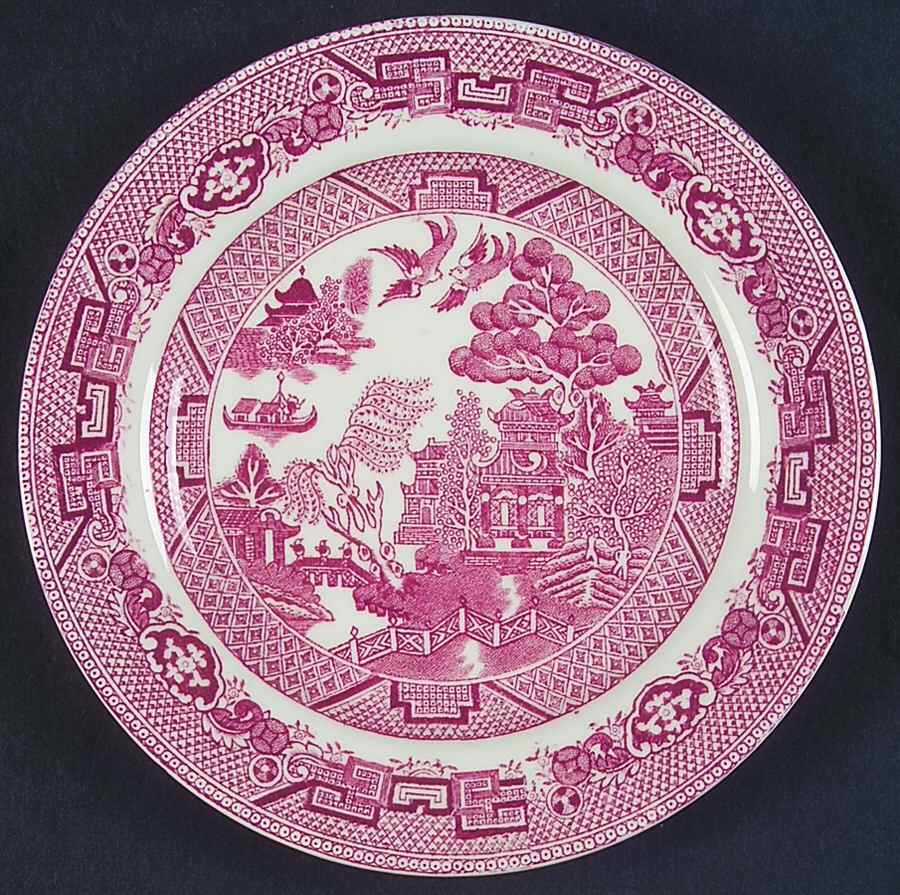 Willow Pink (White Background) Dessert/Pie Plate by Allerton's-1