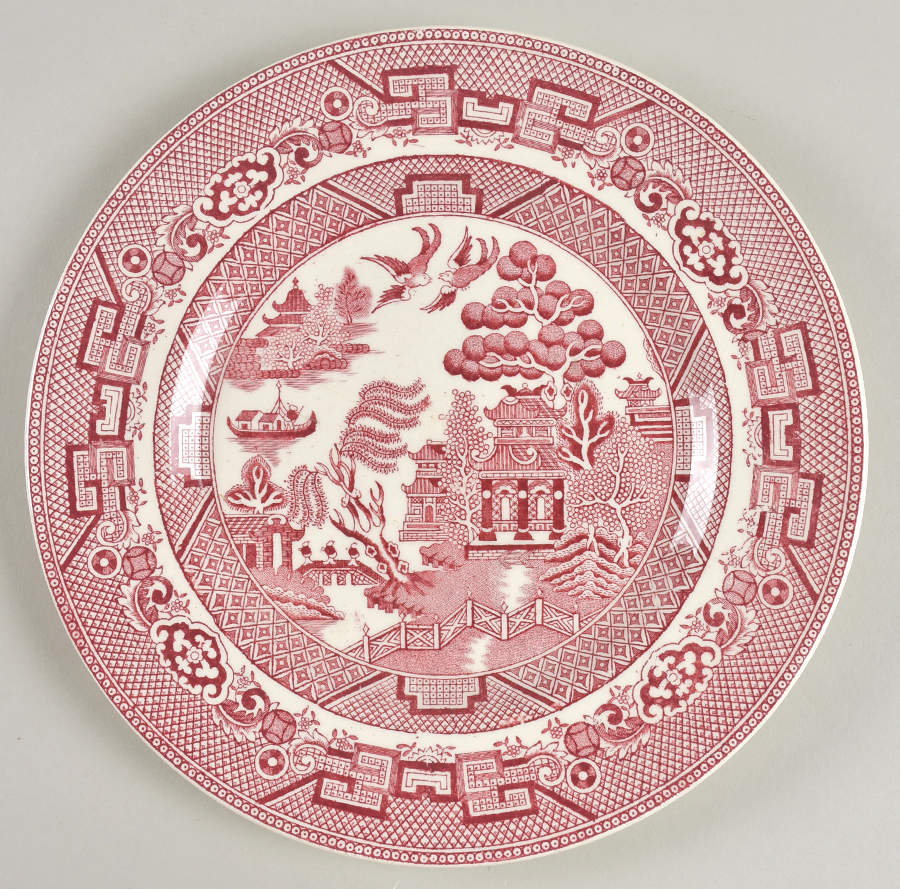 Willow Pink (Cream Background) Salad Plate by Allerton's-1
