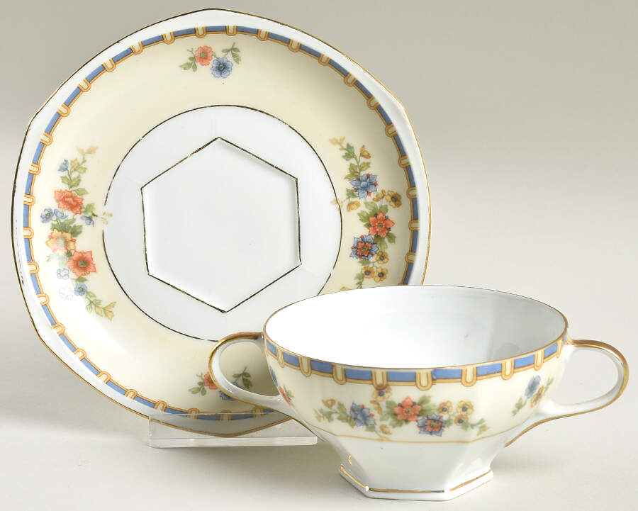 Jardiniere Footed Bouillon Cup & Saucer by Altrohlau-1