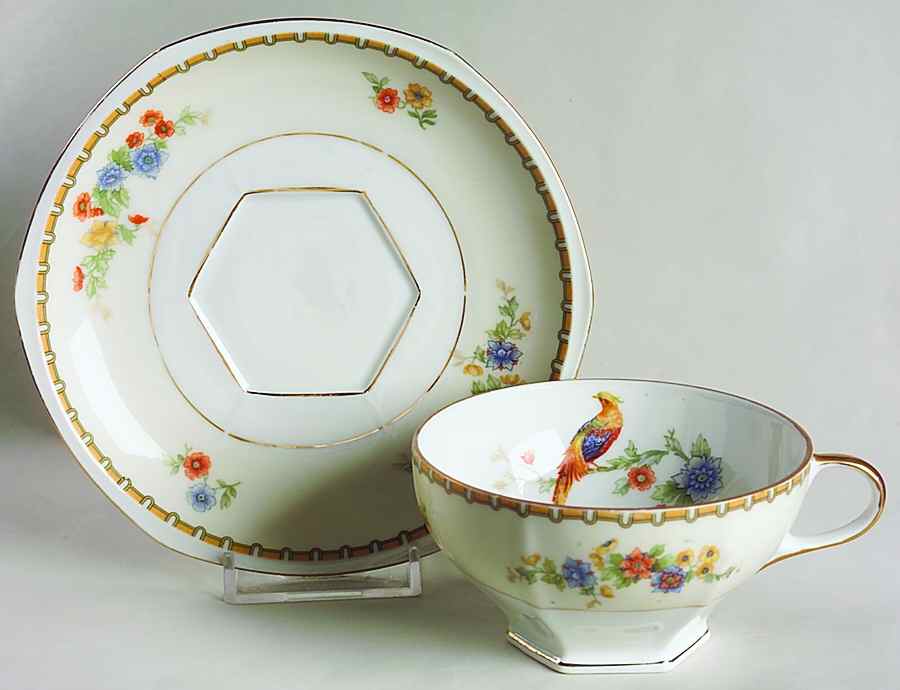 Bird of Paradise Footed Cup & Saucer Set by Altrohlau-1
