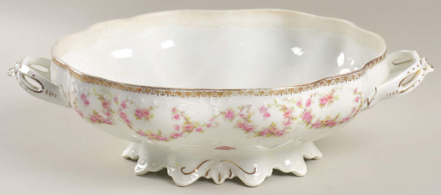 Bridal Rose (Scalloped, Gold Edge) Round Vegetable No Lid by Altrohlau-1