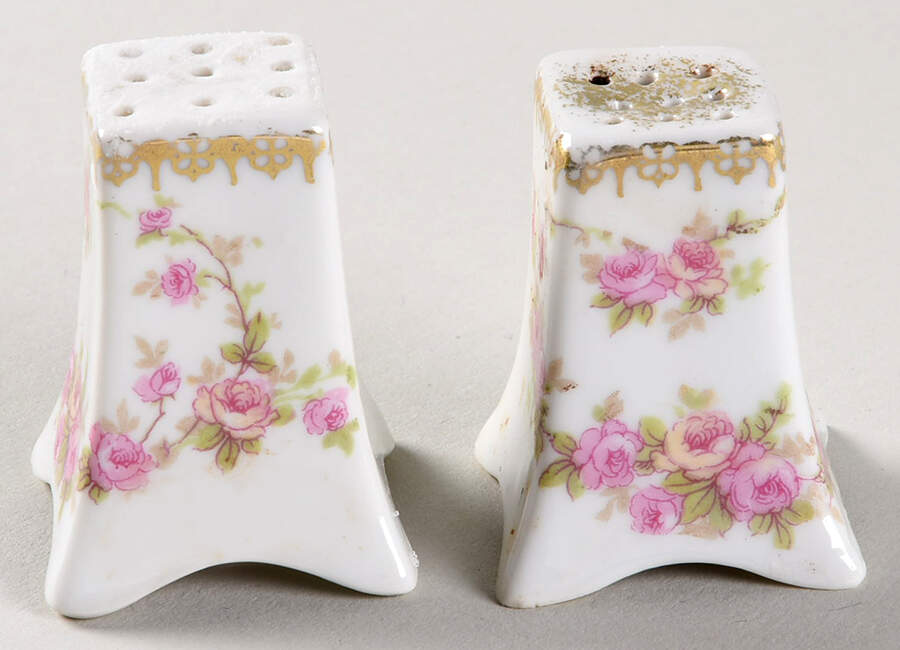 Bridal Rose (Scalloped, Gold Edge) Individual Salt & Pepper Set by Altrohlau-1