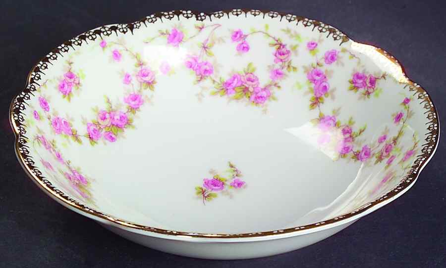 Bridal Rose (Scalloped, Gold Edge) Fruit/Dessert (Sauce) Bowl by Altrohlau-1