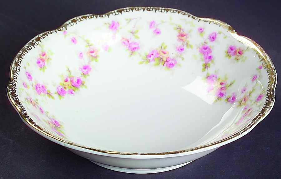 Bridal Rose (Scalloped, Gold Edge) Fruit/Dessert (Sauce) Bowl by Altrohlau-1