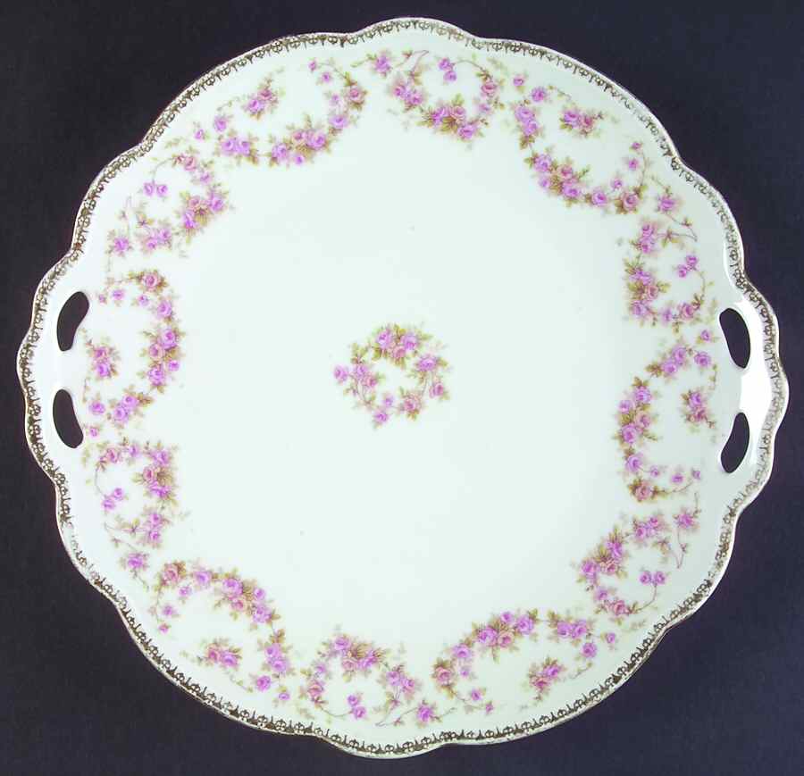 Bridal Rose (Scalloped, Gold Edge) Handled Cake Plate by Altrohlau-1