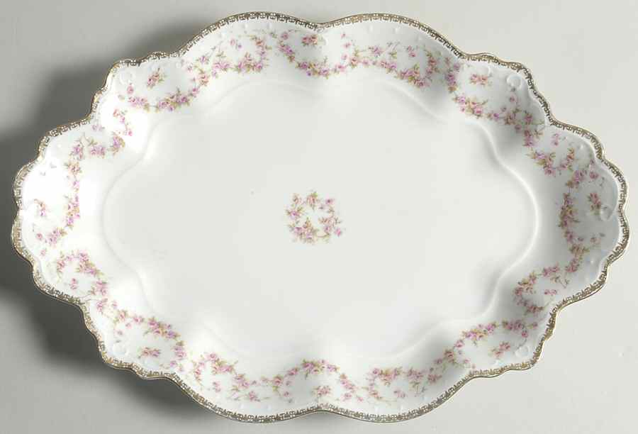 Bridal Rose (Scalloped, Gold Edge) 15" Oval Serving Platter by Altrohlau-1