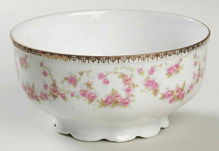 Bridal Rose (Scalloped, Gold Edge) Cranberry Bowl by Altrohlau-1