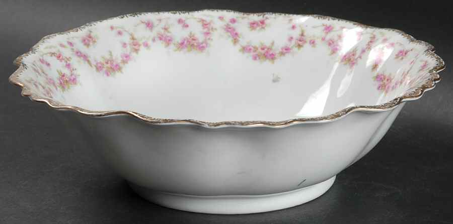 Bridal Rose (Scalloped, Gold Edge) 9" Round Vegetable Bowl by Altrohlau-1