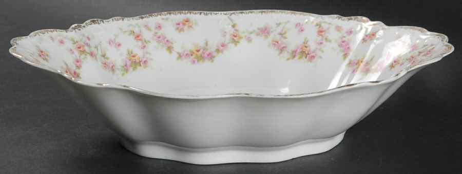 Bridal Rose (Scalloped, Gold Edge) 10" Oval Vegetable Bowl by Altrohlau-1