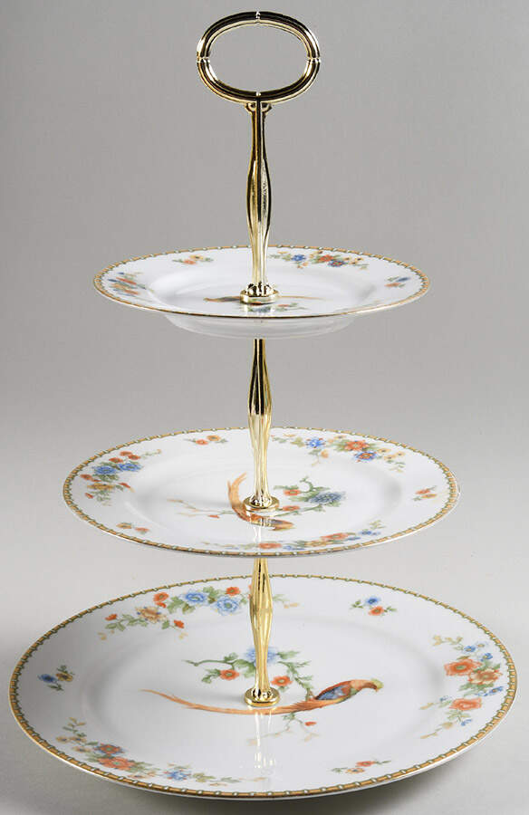 Golden Pheasant (Round) 13 7/8"-14 1/4" 3-Tiered Serving Tray(DP,SP,BB) HC by Altrohlau-1