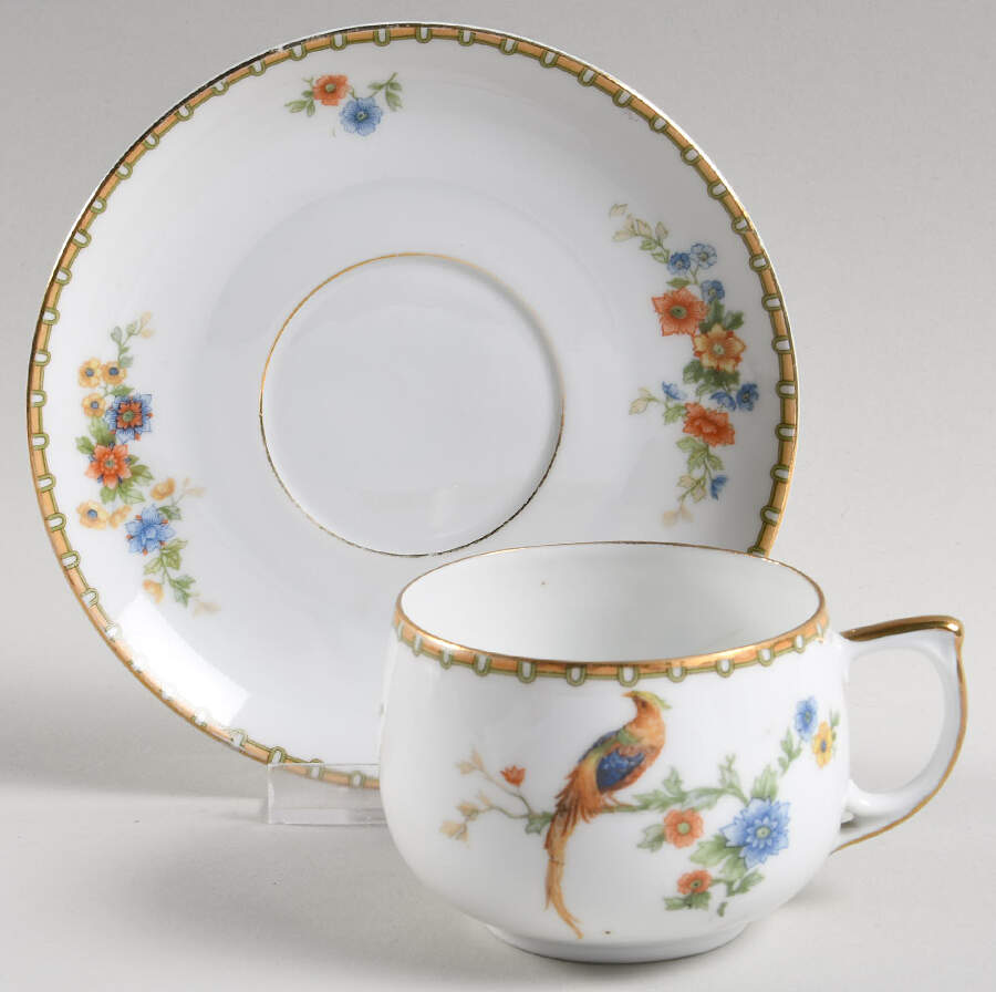 Golden Pheasant (Round) Flat Cup & Saucer Set by Altrohlau-1