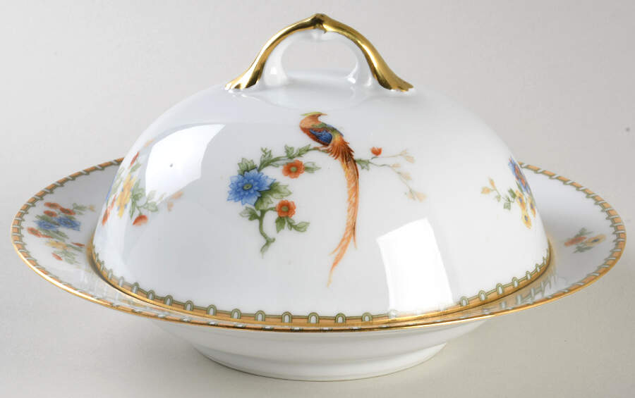 Golden Pheasant (Round) Round Covered Butter with Strainer by Altrohlau-1