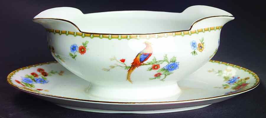 Golden Pheasant (Round) Gravy Boat with Attached Underplate by Altrohlau-1
