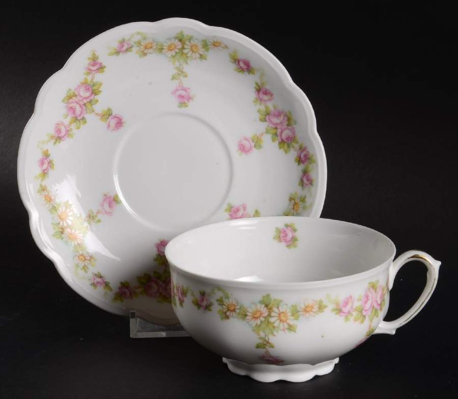 Rose China (Scalloped) Footed Cup & Saucer Set by Altrohlau-1