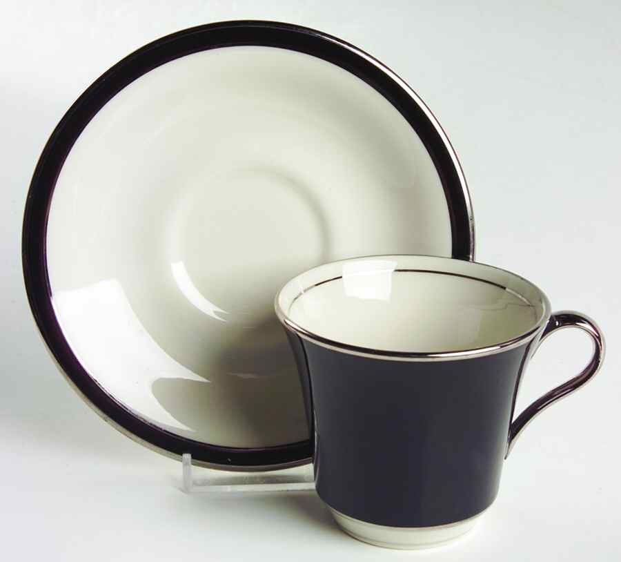 Ebony Flat Cup & Saucer Set by American Manor-1