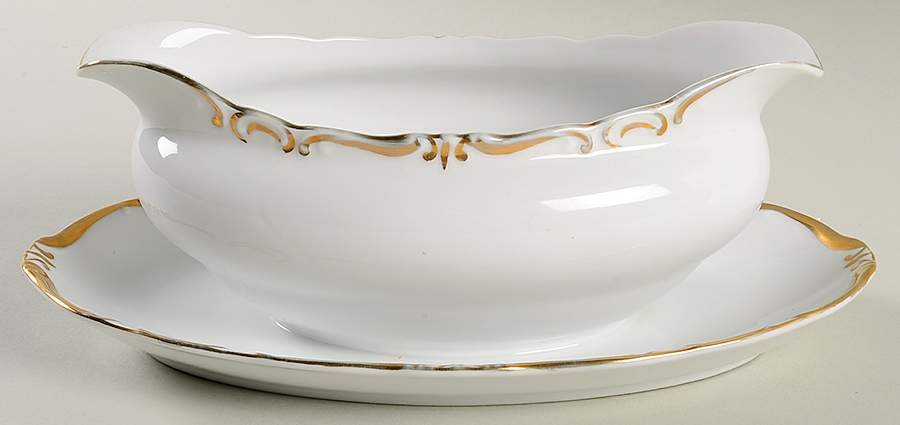 Baroness Gold Gravy Boat with Attached Underplate by Amcrest-1