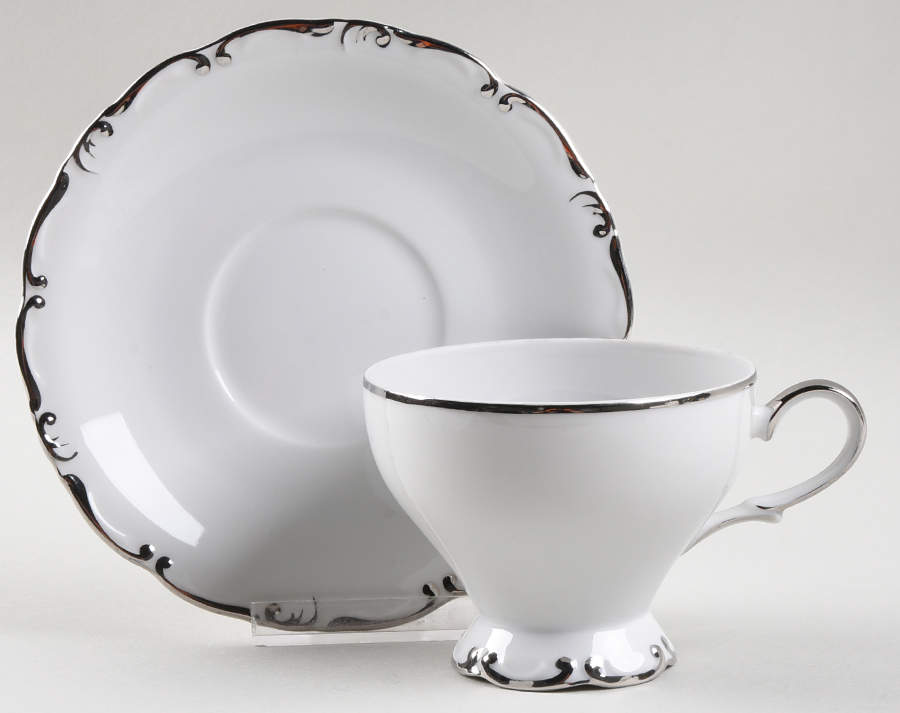 Majestic Platinum Footed Cup & Saucer Set by Amcrest-1