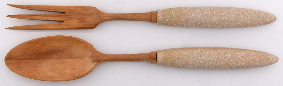 Oriental Rose 2-Piece Wood/Ceramic Salad Set by Amcrest-1