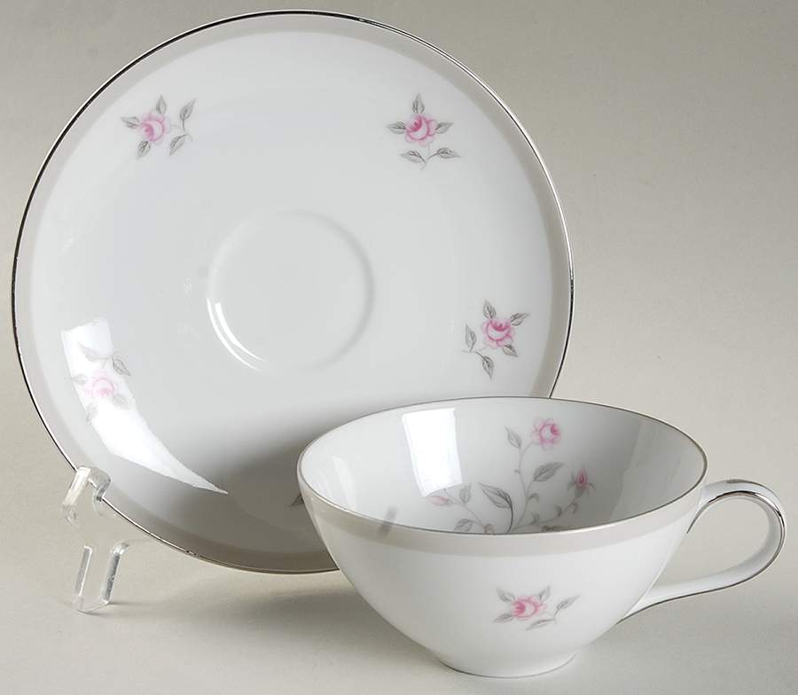 Rose Trellis Flat Cup & Saucer Set by Amcrest-1