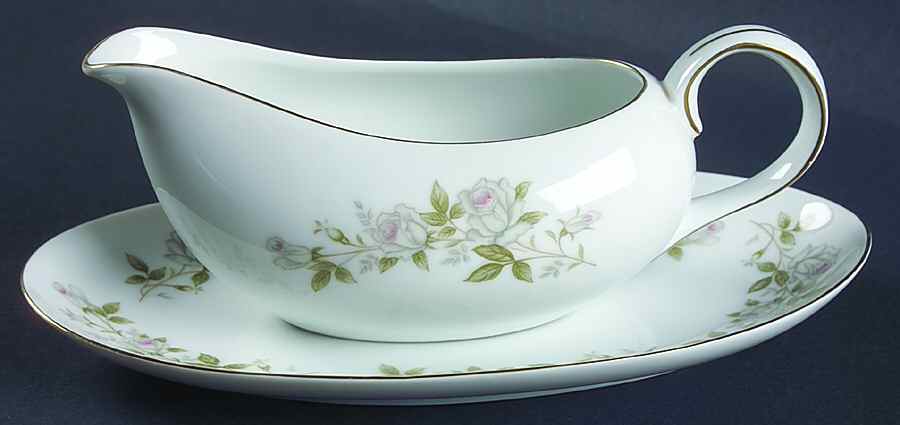 Rose Wreath Gravy Boat & Underplate/Relish by Amcrest-1