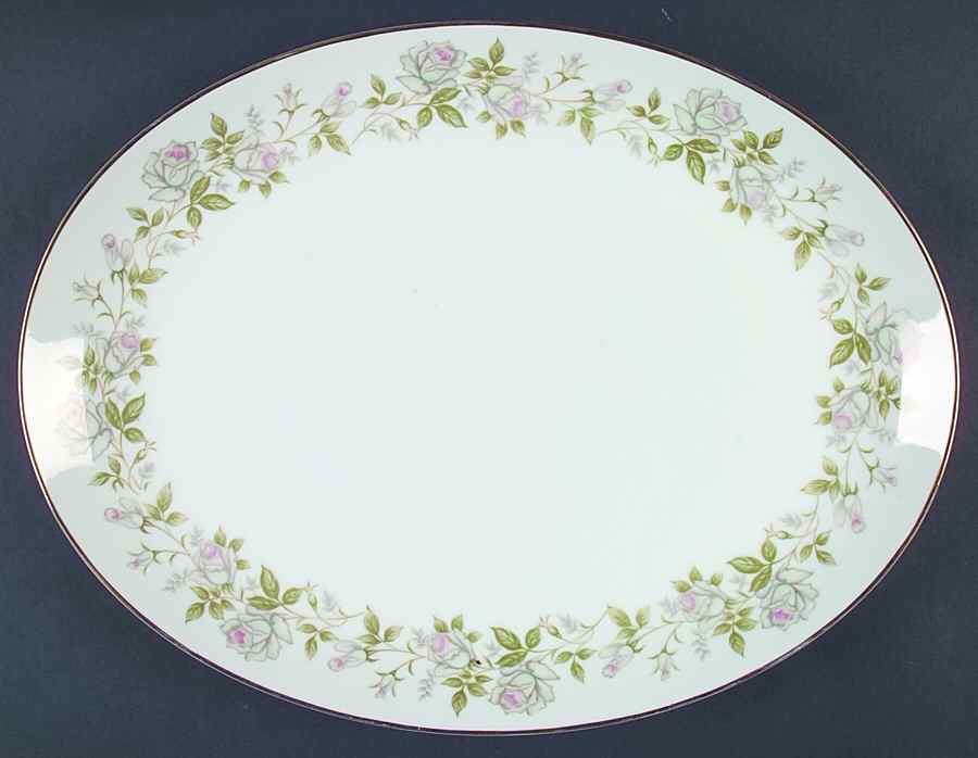Rose Wreath 16" Oval Serving Platter by Amcrest-1
