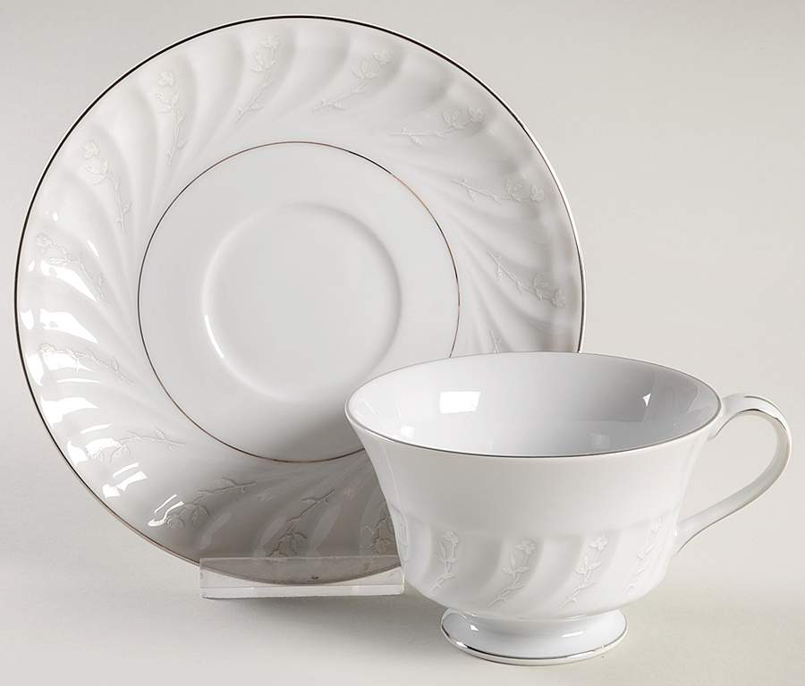 Snow Rose Footed Cup & Saucer Set by Amcrest-1