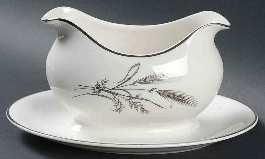 Ancestral Wheat (Platinum) Gravy Boat with Attached Underplate by Ancestral - Am Hostess-1