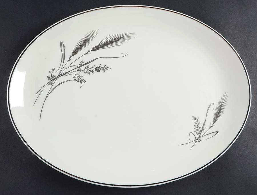 Ancestral Wheat (Platinum) 13" Oval Serving Platter by Ancestral - Am Hostess-1