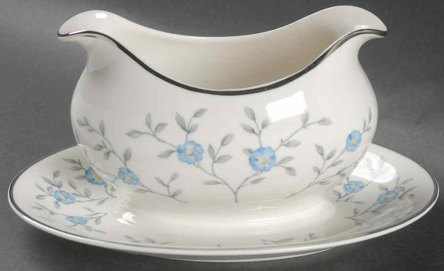 Blue Lace Gravy Boat with Attached Underplate by Ancestral - Am Hostess-1