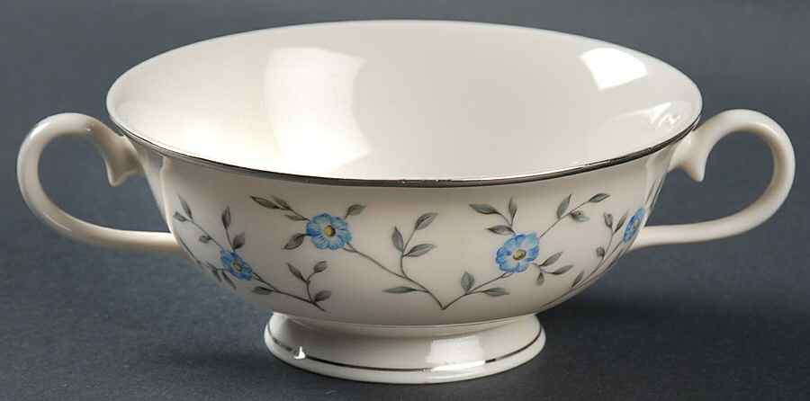 Blue Lace Footed Cream Soup Bowl by Ancestral - Am Hostess-1