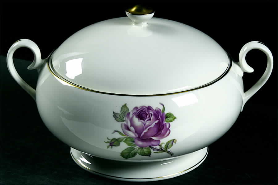 Manor Rose (Gold Trim) Round Covered Vegetable by Ancestral - Am Hostess-1
