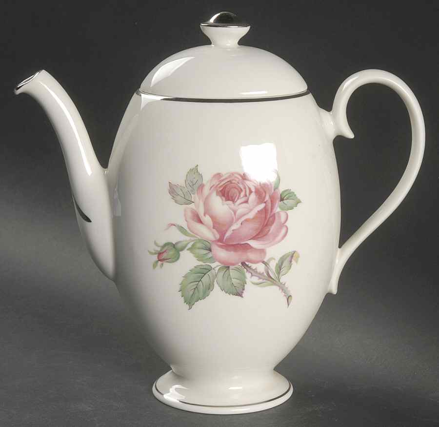 Manor Rose (Platinum Trim) Coffee Pot & Lid by Ancestral - Am Hostess-1