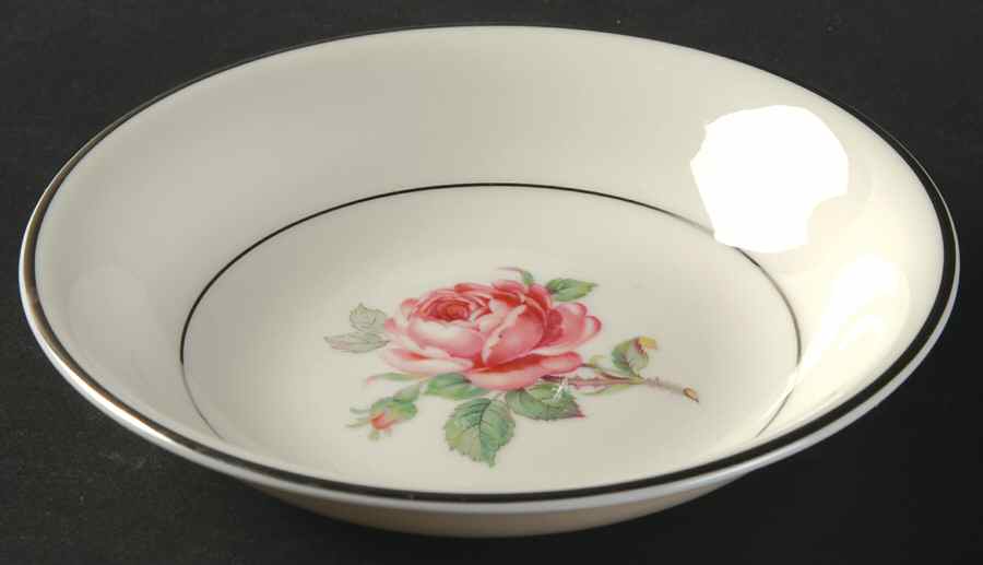 Manor Rose (Platinum Trim) Fruit/Dessert (Sauce) Bowl by Ancestral - Am Hostess-1