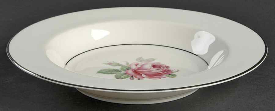 Manor Rose (Platinum Trim) Rim Soup Bowl by Ancestral - Am Hostess-1