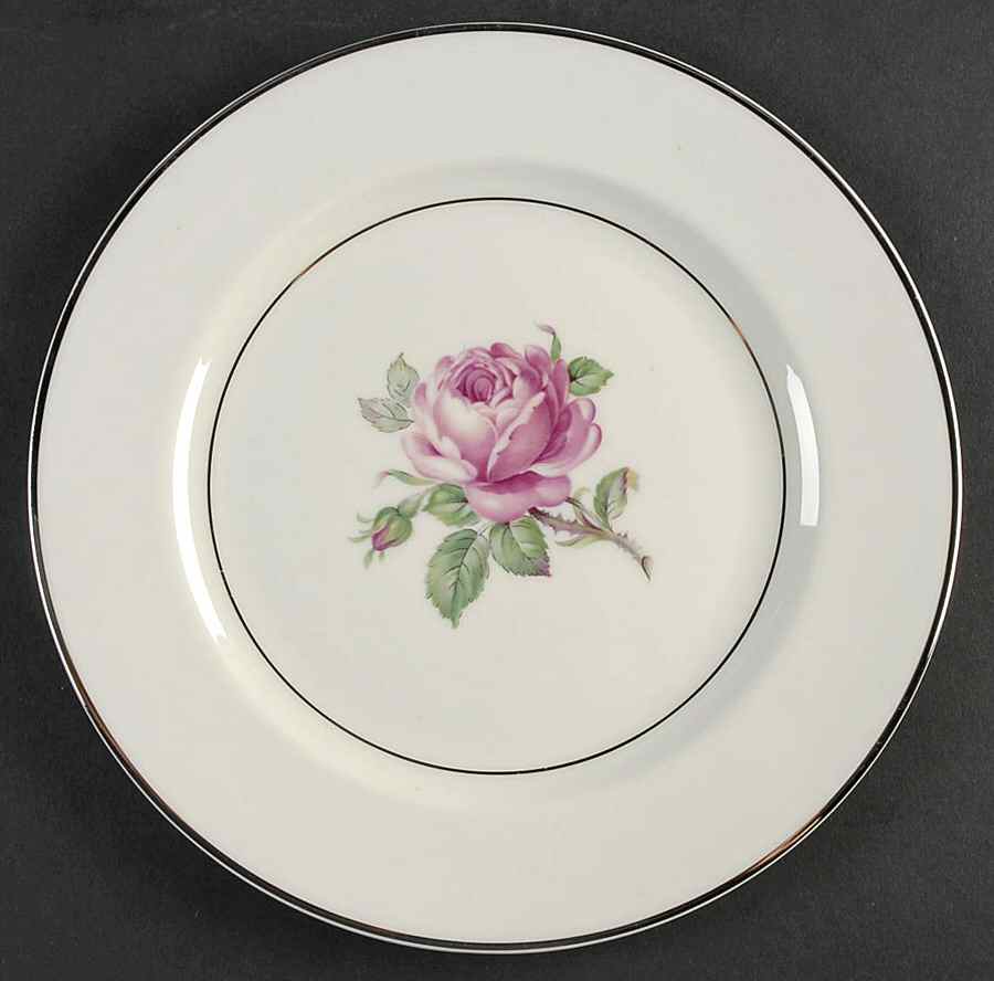 Manor Rose (Platinum Trim) Salad Plate by Ancestral - Am Hostess-1