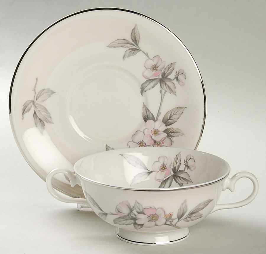 Spring Glory Footed Cream Soup Bowl & Saucer Set by Ancestral - Am Hostess-1