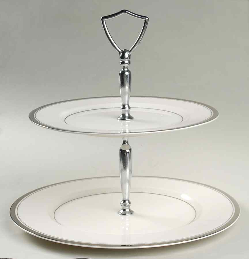 Wedding Band (Platinum Band) 2 Tiered Serving Tray (Dinner & Salad Plate) by Ancestral - Am Hostess-1