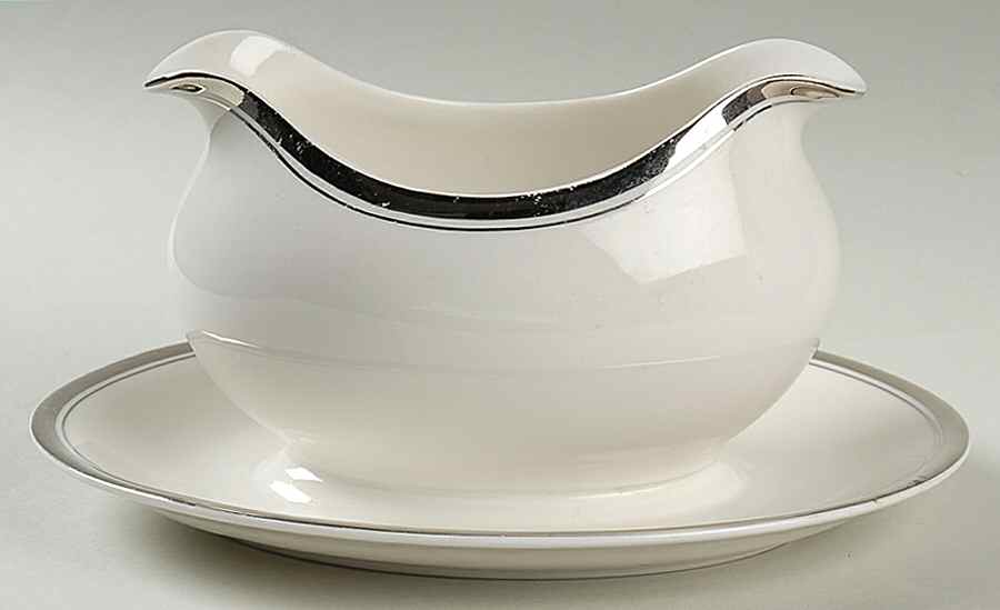 Wedding Band (Platinum Band) Gravy Boat with Attached Underplate by Ancestral - Am Hostess-1