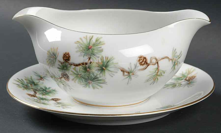 Woodland Gravy Boat with Attached Underplate by Ancestral - Am Hostess-1