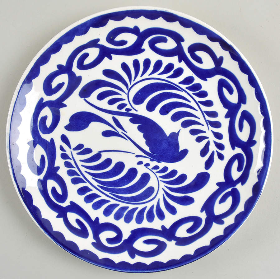 Puebla Blue Coupe Luncheon Plate by Anfora (Mexico)-1