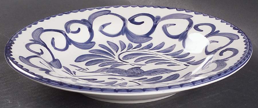 Puebla Blue Large Rim Soup Bowl by Anfora (Mexico)-1