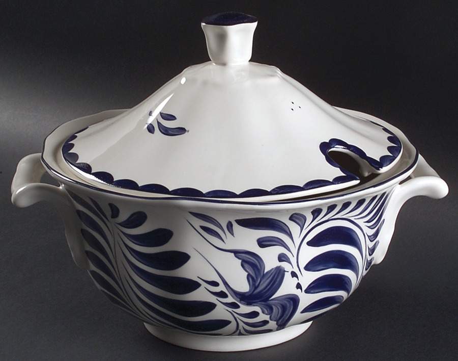 Puebla Blue Tureen &  Lid by Anfora (Mexico)-1